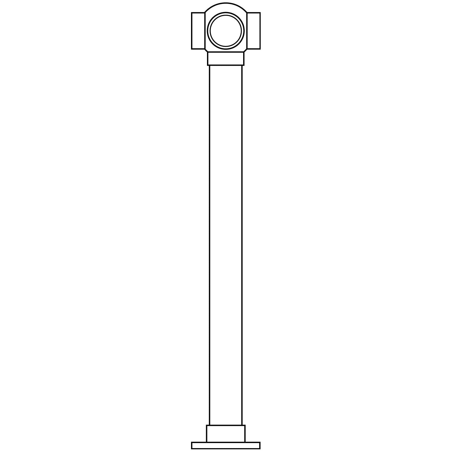 Single Ball Tee Post for 2" Tubing Polished Brass 36"