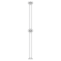 Double Flush Tee Post for 1-1/2" Tubing 36" Length Polished Stainless Steel 36"