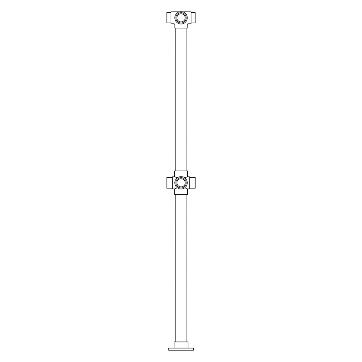 Lavi Double Flush Tee Post for 1-1/2 in. Tubing 36 in. length Polished Stainless Steel 36 in.