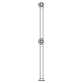 Double Ball Corner Post for 2" Tubing 42" Length Satin Stainless Steel 42"