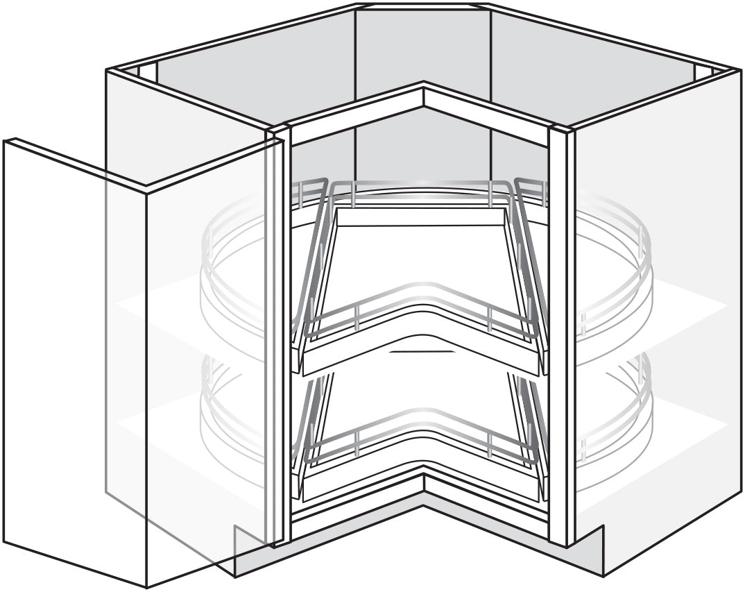 Lazy Susan Base w\ 2 Drawer 36 W X 34-1\2 H X 24 D (top & bottom) - Trenton Recessed by JSI