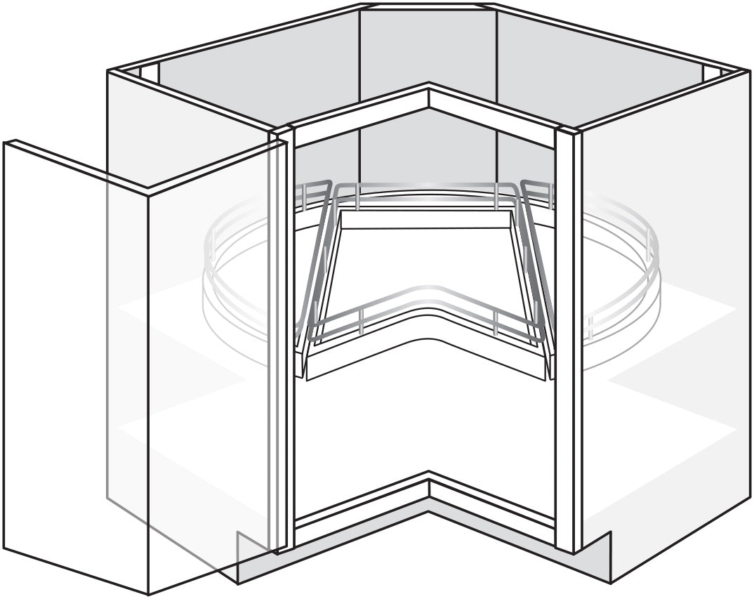 Lazy Susan Base w\ 1 Drawer 36 W X 34-1\2 H X 24 D (TOP) - Dover by JSI