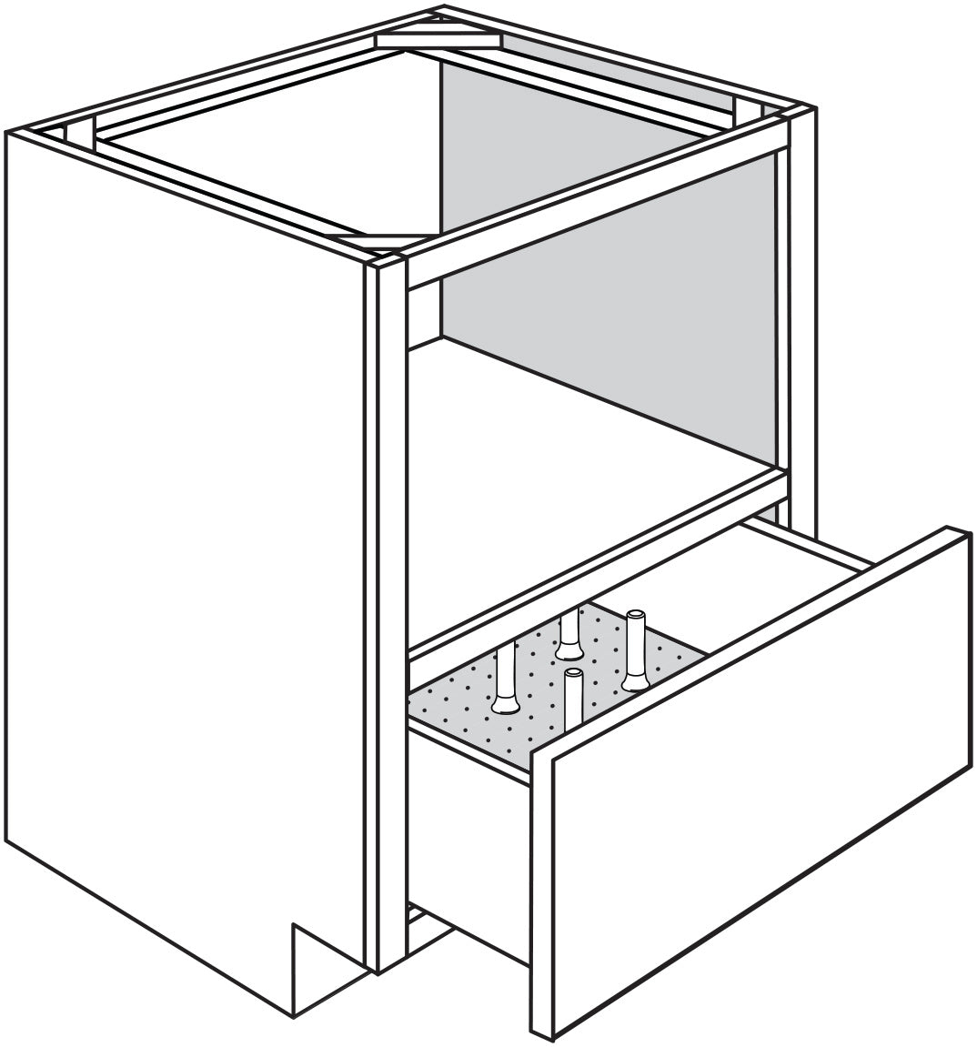Base Microwave w\ Peg System Dishware Organizer 30 W X 34-1\2 H X 24 D - Upton Recessed by JSI