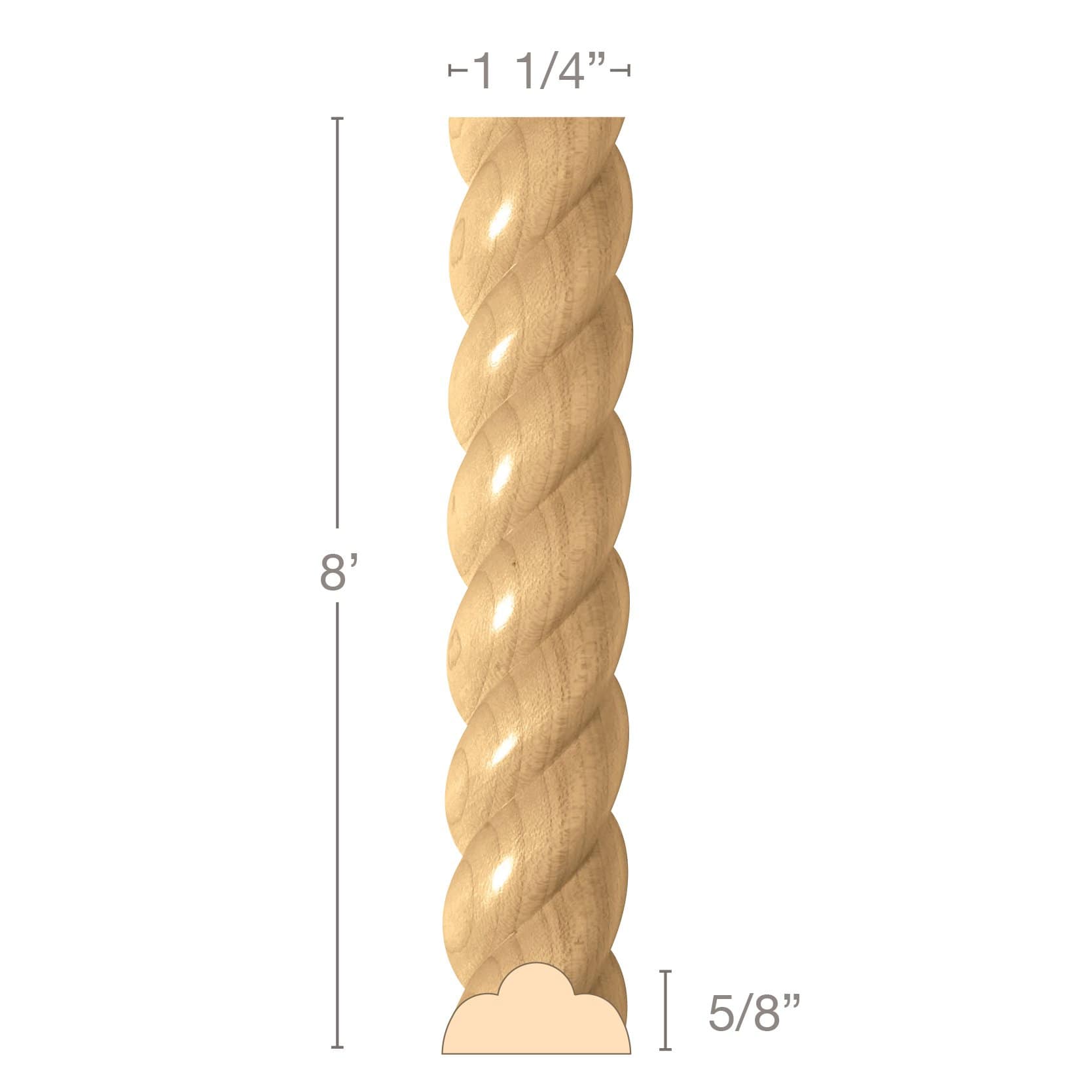 Reed & Ribbon with Beads (lips 1/2 - 13/16), 2 1/2''w x 13/16''d Poplar