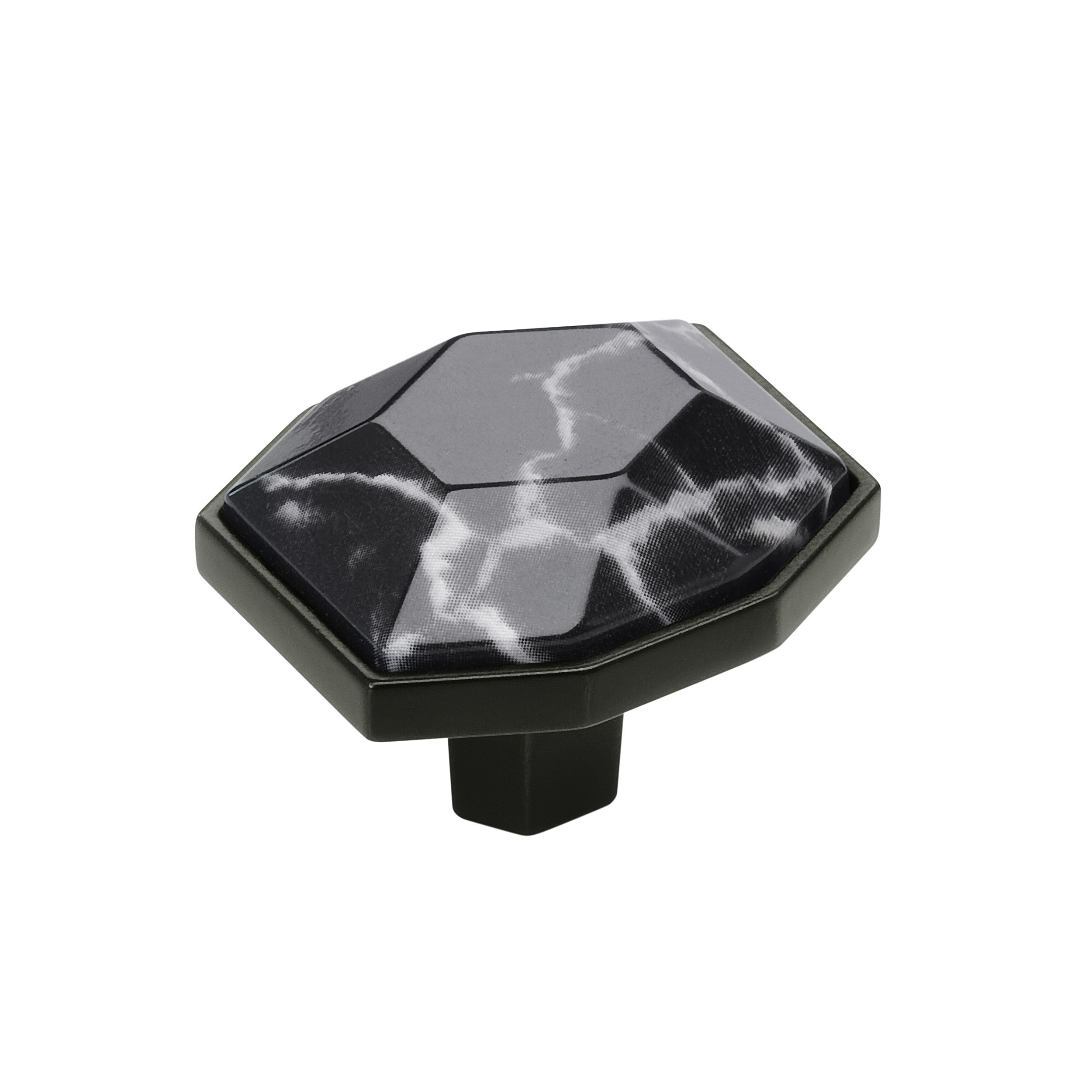 Amerock Carrione Knob  Marble Black/Black Bronze 1-5/8" Diameter