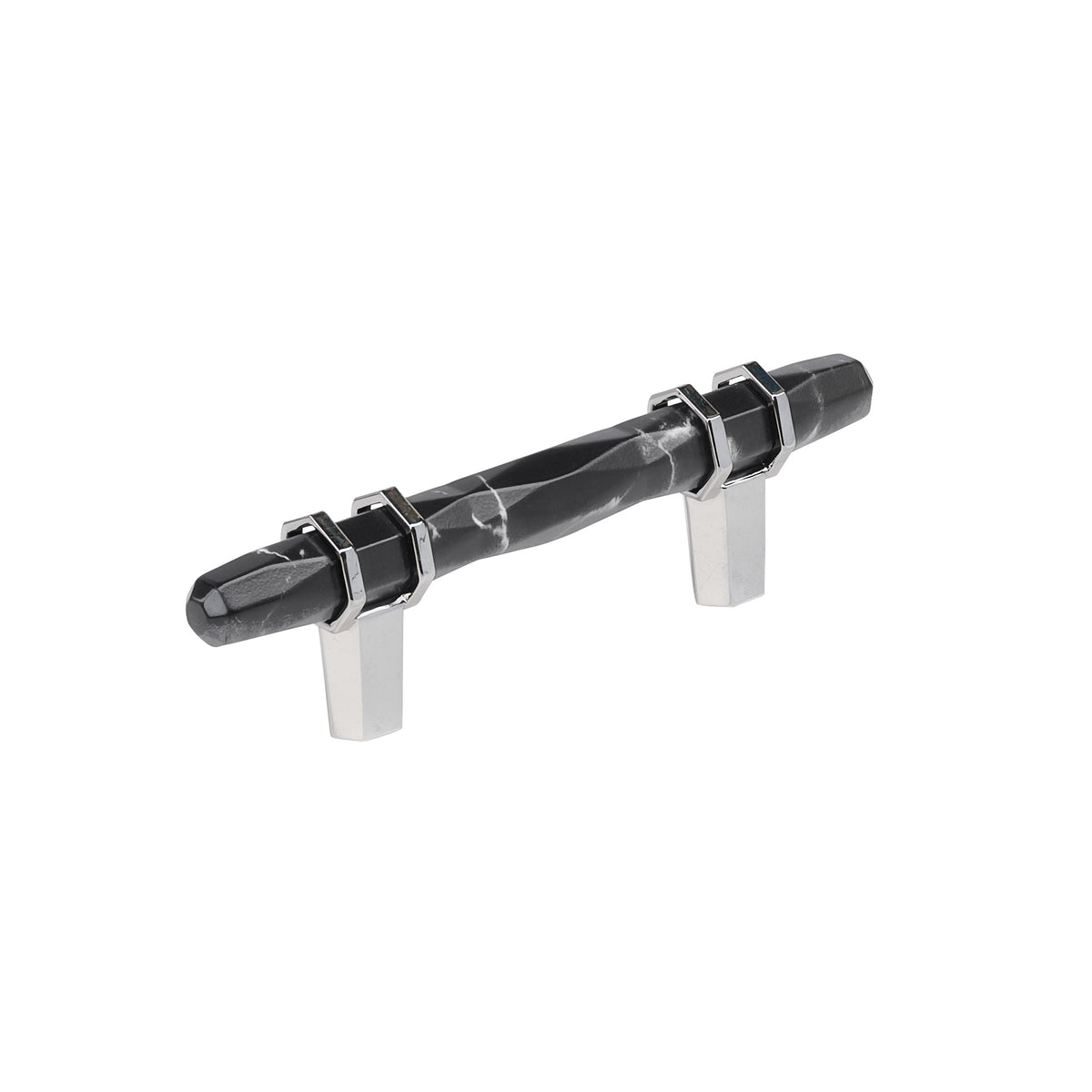 Amerock Carrione Pull 3 in. Center-to-Center Marble Black/Polished Chrome