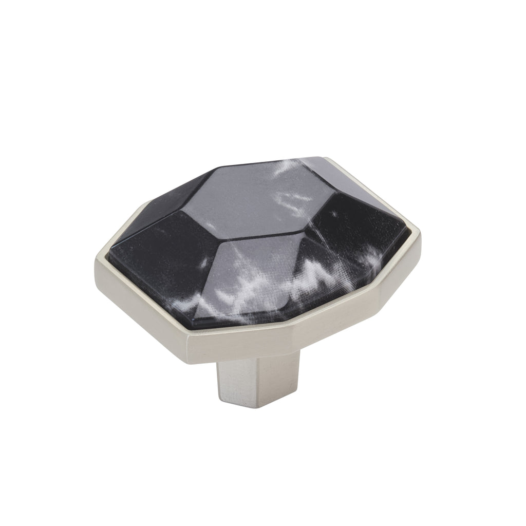 Amerock Carrione Knob  Marble Black/Satin Nickel 1-5/8" Diameter
