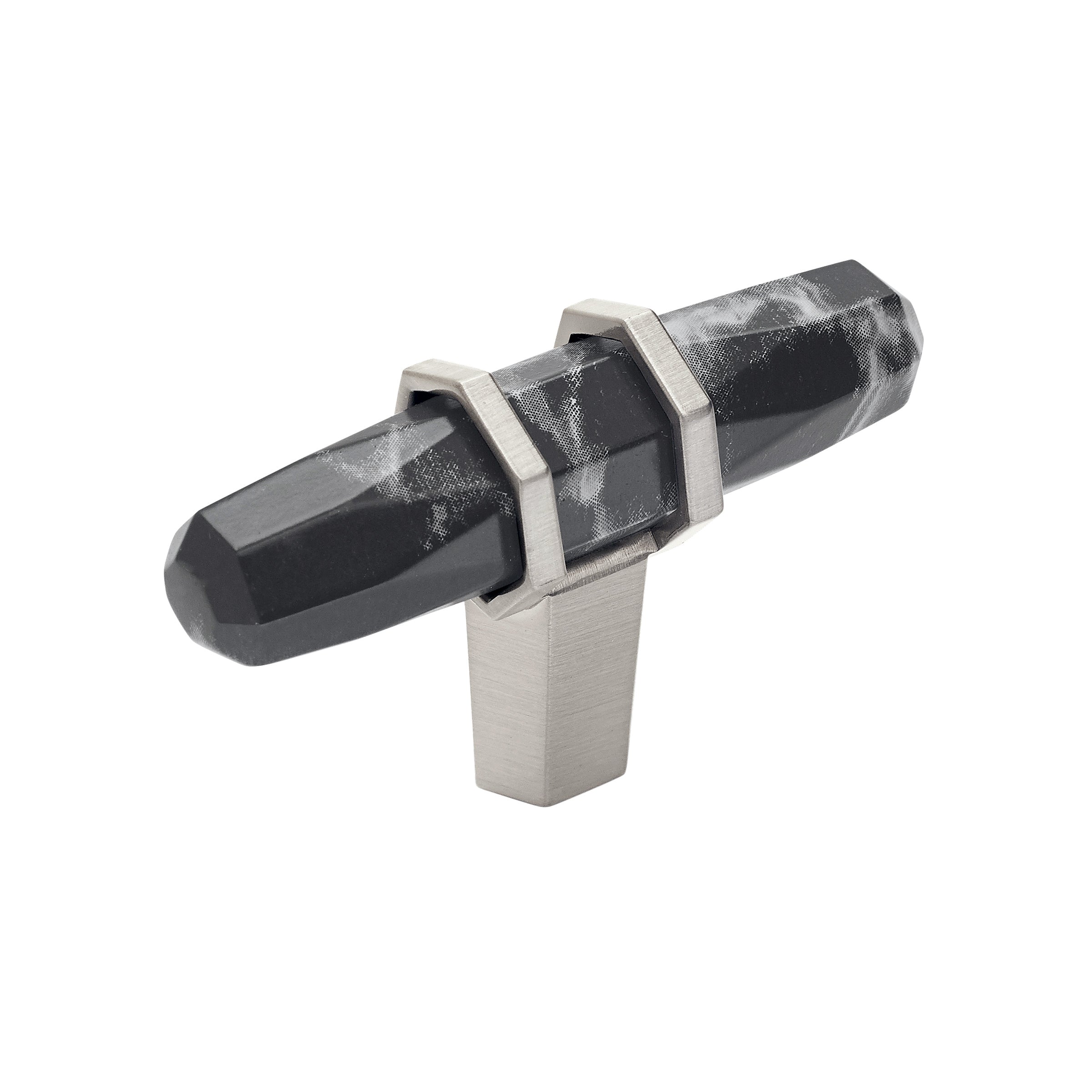 Amerock Carrione Knob  Marble Black/Satin Nickel 2-1/2" Diameter