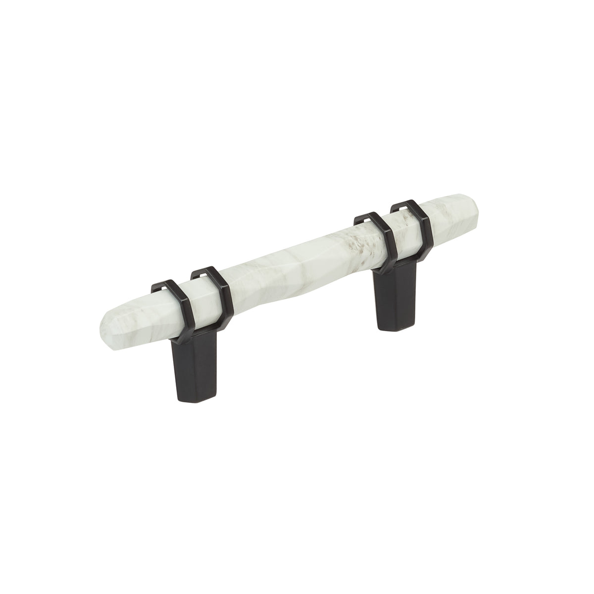 Amerock Carrione Pull 3 in. Center-to-Center Marble White/Black Bronze