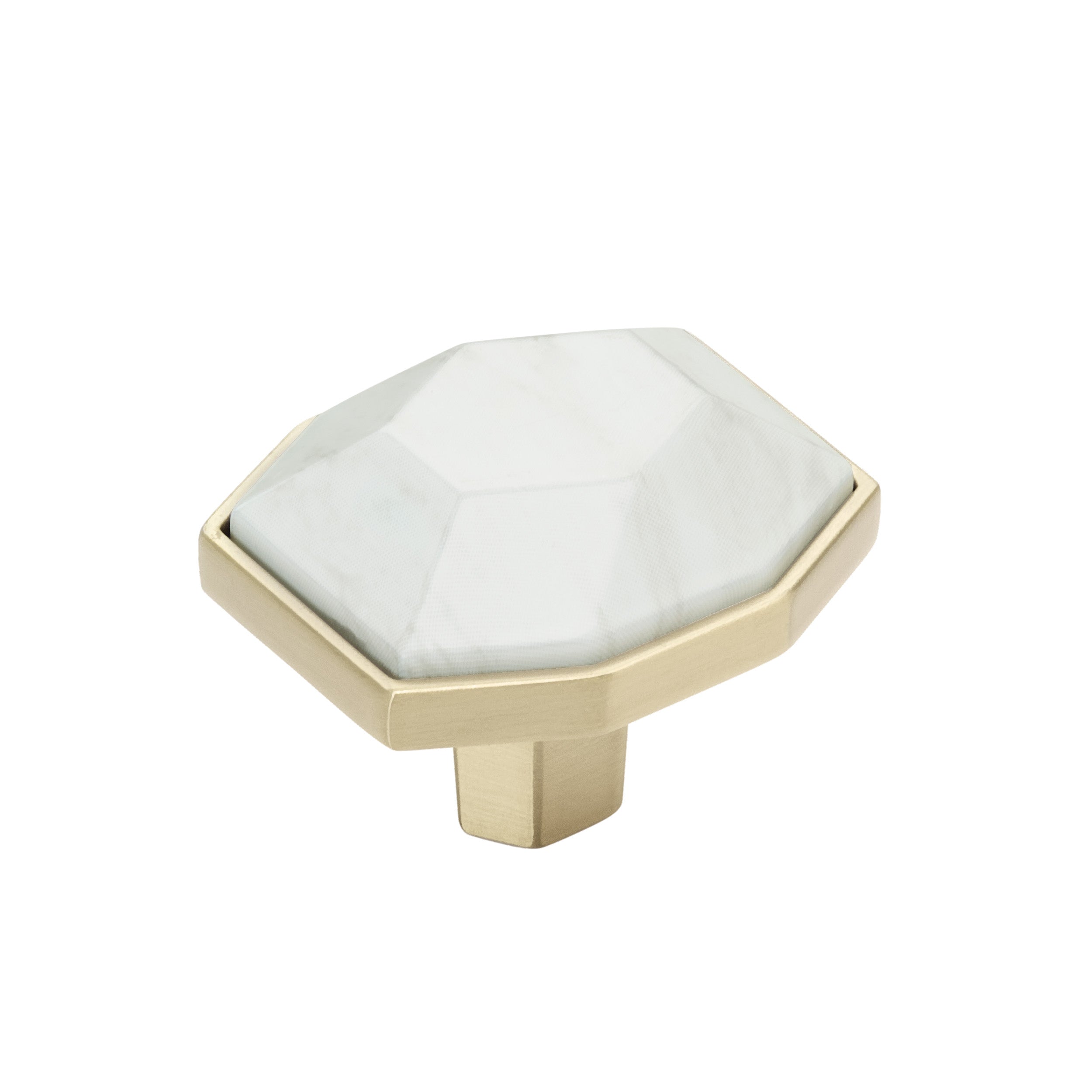 Amerock Carrione Knob  Marble White/Golden Champagne 1-5/8" Diameter