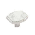 Amerock Carrione Knob  Marble White/Polished Nickel 1-5/8" Diameter