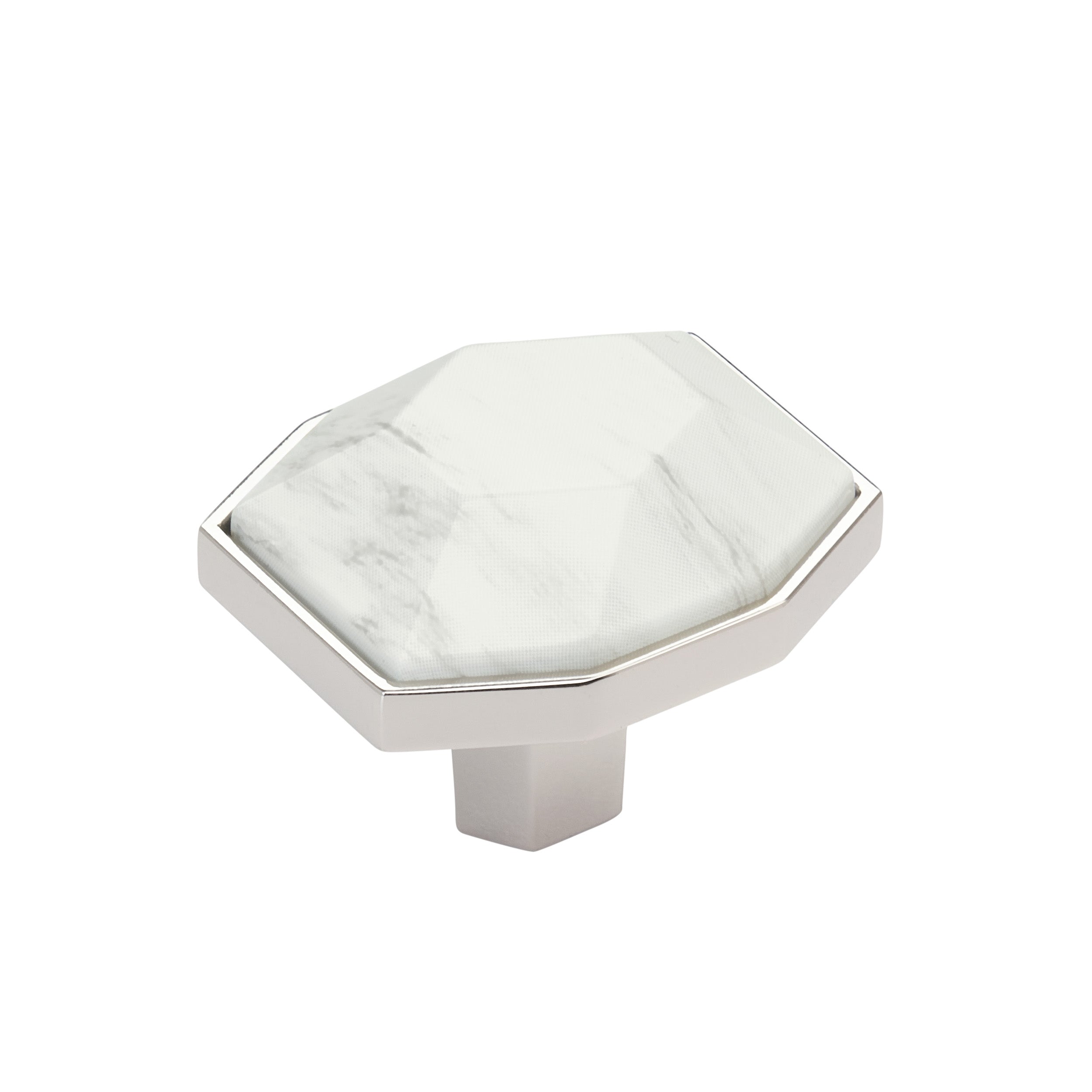 Amerock Carrione Knob  Marble White/Polished Nickel 1-5/8" Diameter