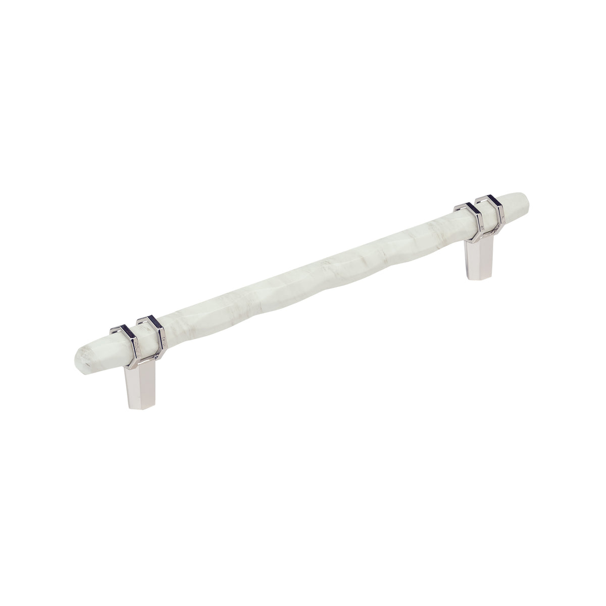 Amerock Carrione Pull 8" Center-to-Center Marble White/Polished Nickel