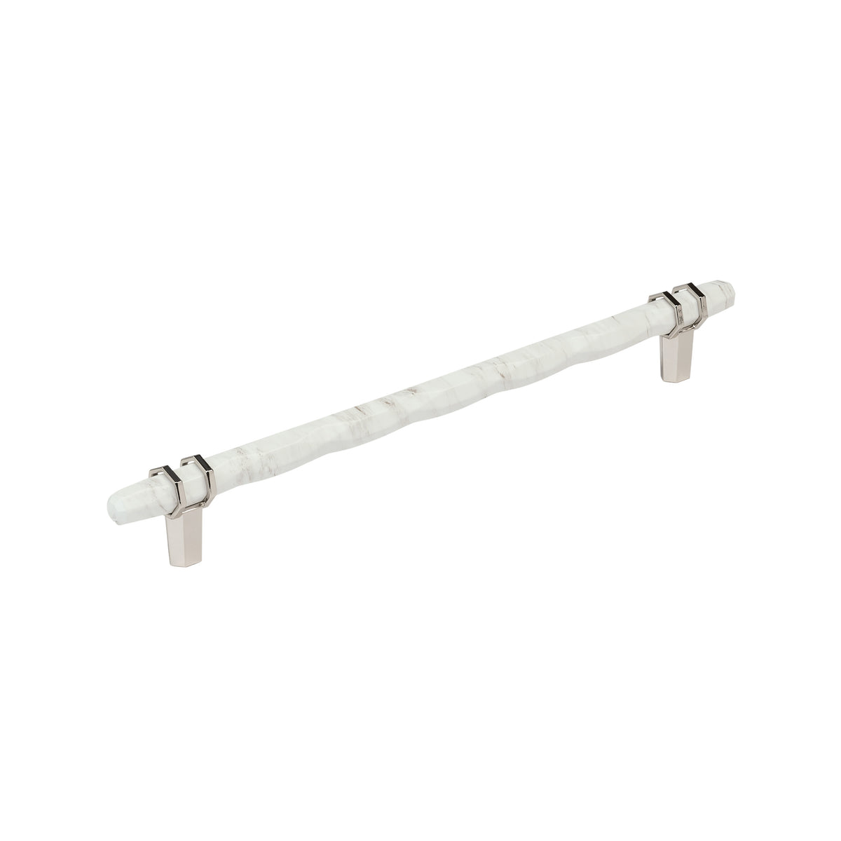 Amerock Carrione Pull 10-1/16" Center-to-Center Marble White/Polished Nickel