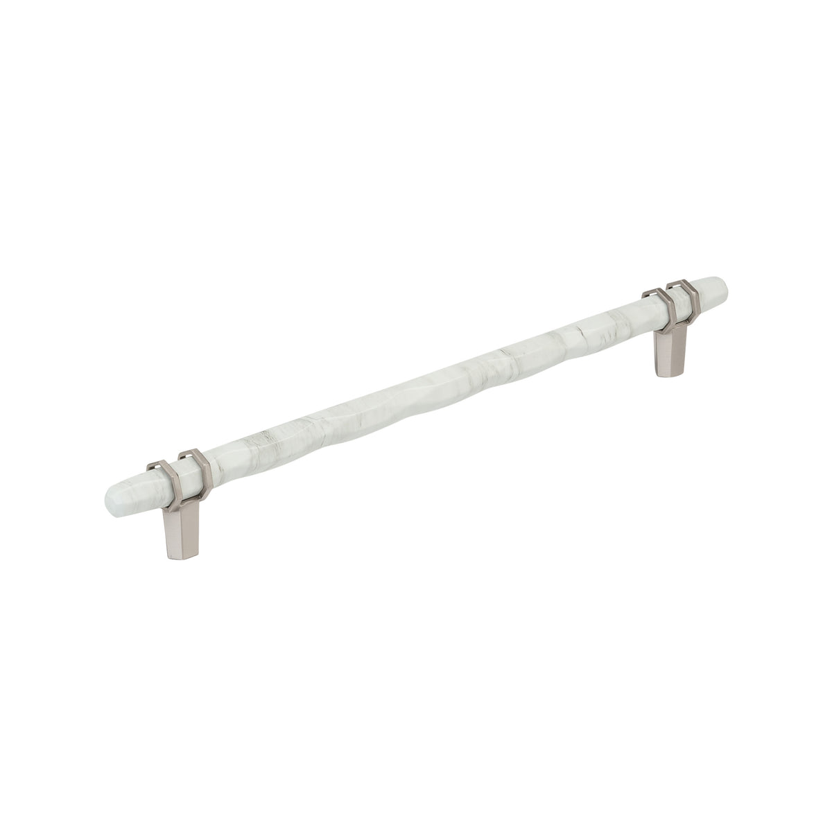 Amerock Carrione Pull 10-1/16" Center-to-Center Marble White/Satin Nickel