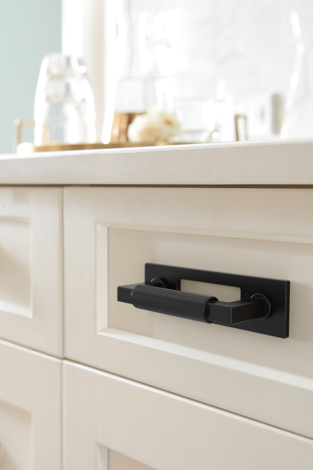 Amerock Medora Backplate 3" Center To Center, Matte Black