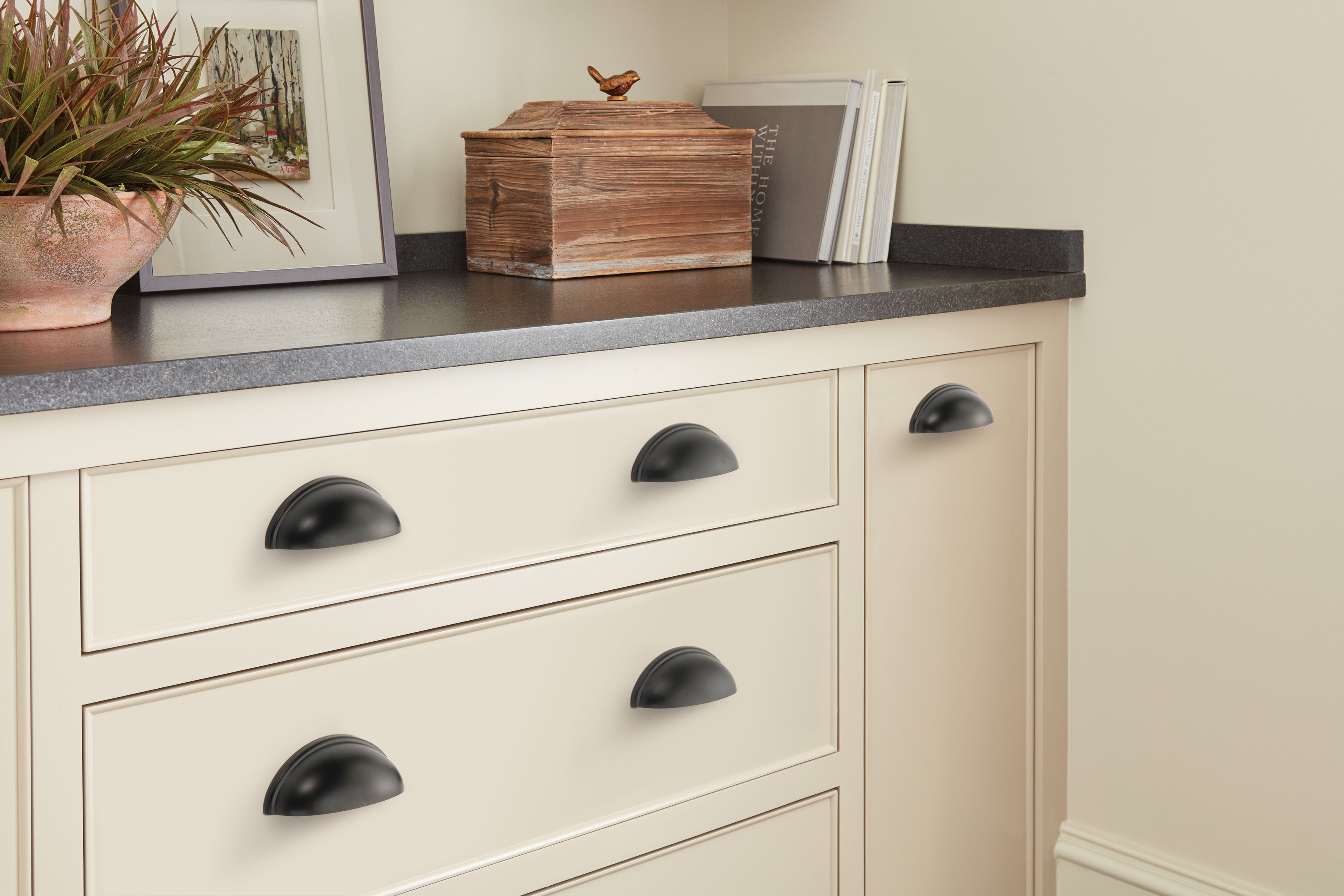 Amerock Ravino Cup Pull 3" Center-to-Center, Matte Black