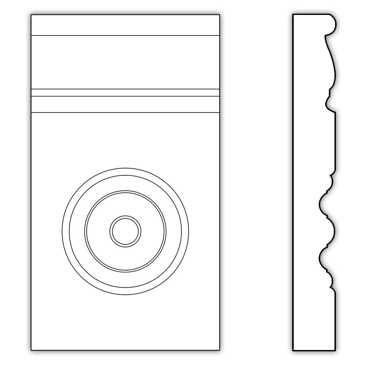 MDF Radius Corners, L Corner (accepts 3/4" plywood), 2" Radius,  2 13/16"W x 1 3/8"D x 97"L