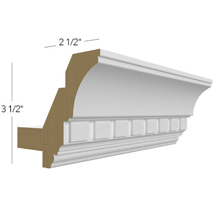 Dental Moulding 96 W X 3/4 H X 3/4 D (Use w/ Royal Crown Moulding) - Hallmark Frost by Fabuwood