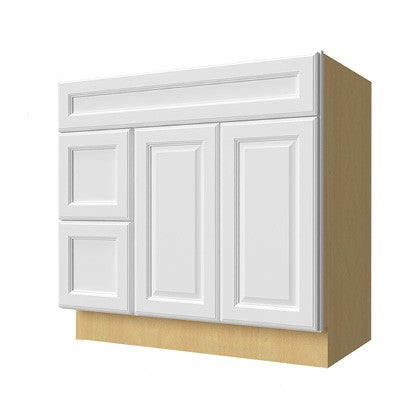 Vanity Sink w/Drawers on left 36 W X 34-1/2 H X 21 D- Hallmark Frost by Fabuwood
