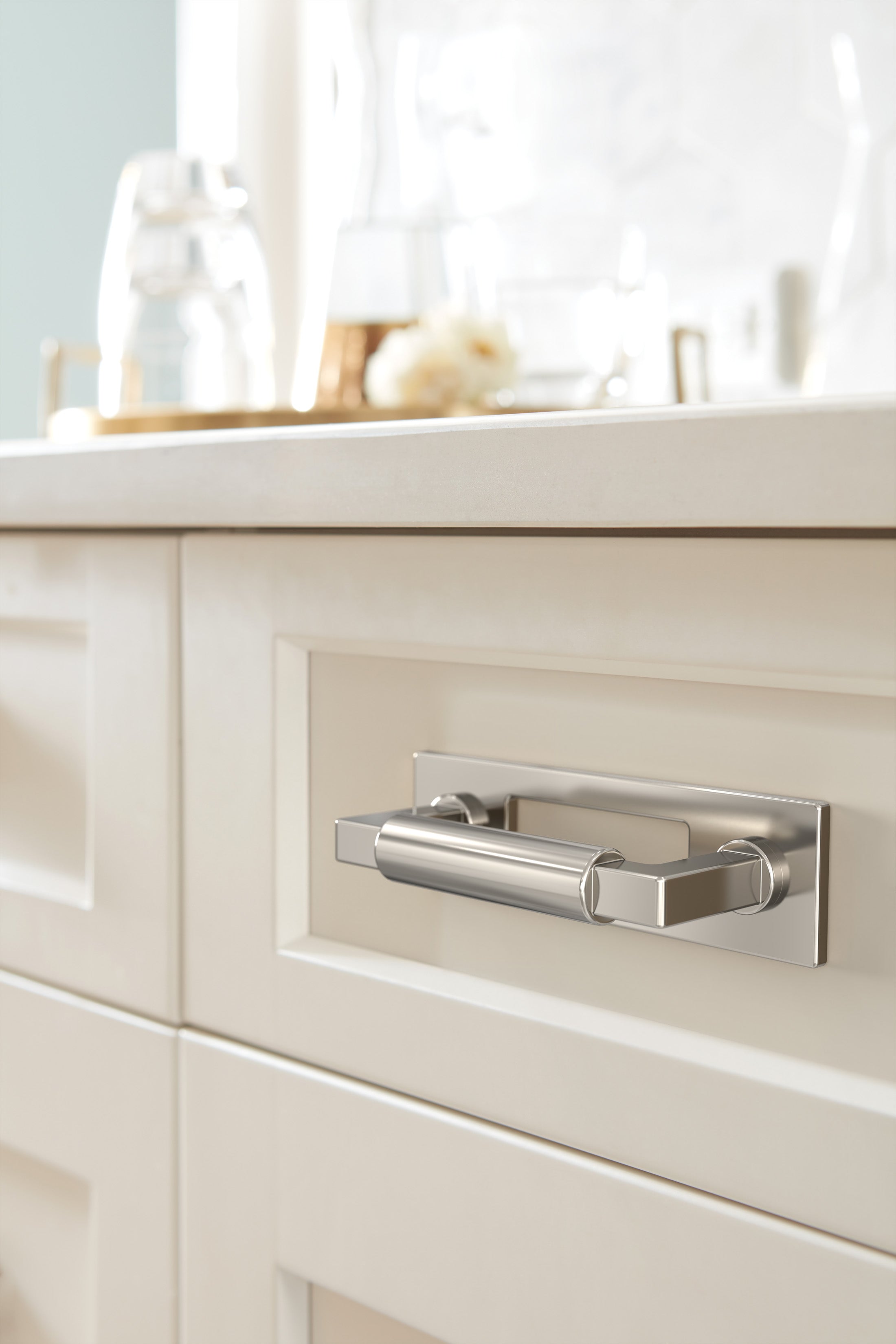 Amerock Medora Backplate 3" Center To Center, Polished Nickel