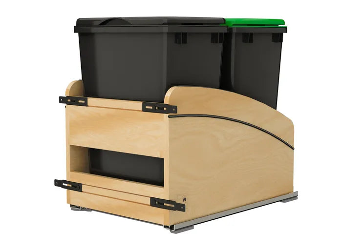 Craftsman Collection Bottom Mount Pullout Waste Container w/ Black Accents, Maple, 18"