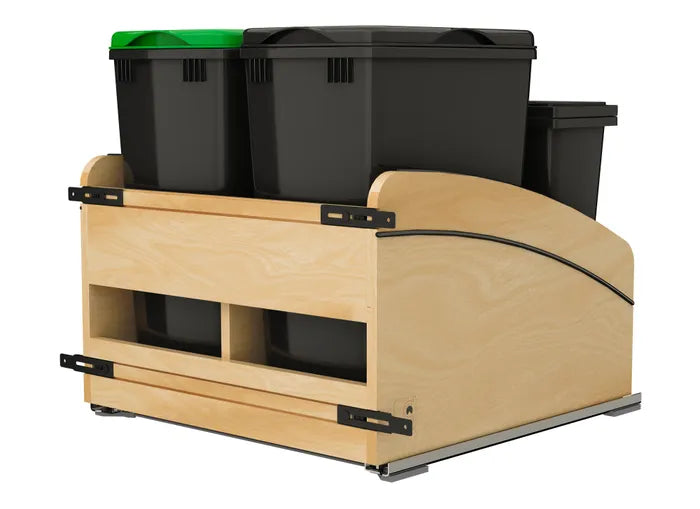 Craftsman Collection Bottom Mount Pullout Waste Container w/ Black Accents, Maple, 24"