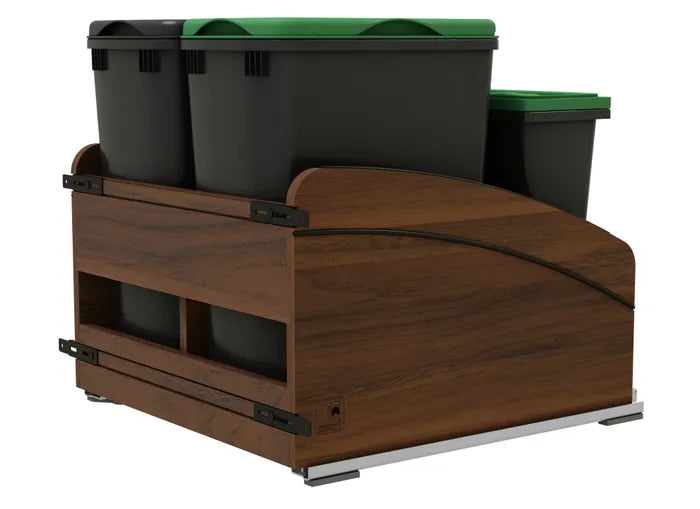 Craftsman Collection Bottom Mount Pullout Waste Container w/ Black Accents, Walnut, 24"