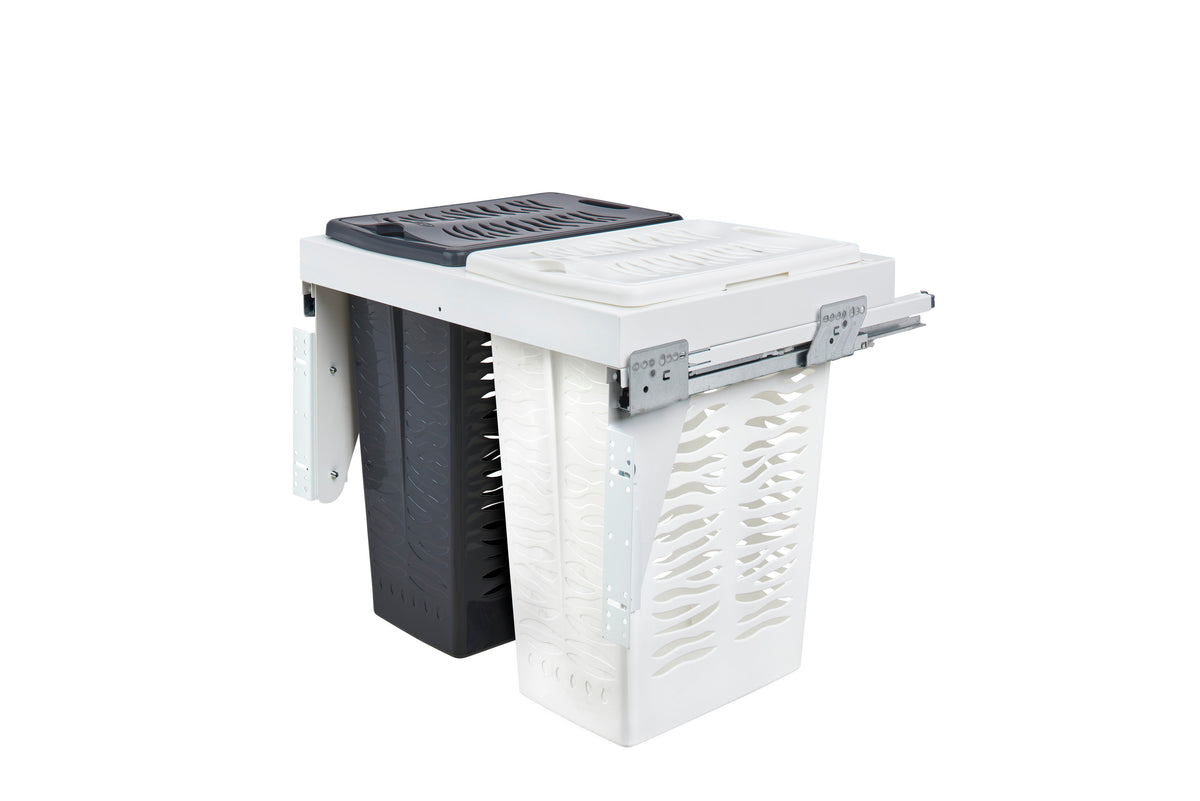 Rev-A-Shelf Steel Top Mount Hamper Pullout With Double .85 BU Hampers And Soft-Close, Gray, 24 in.