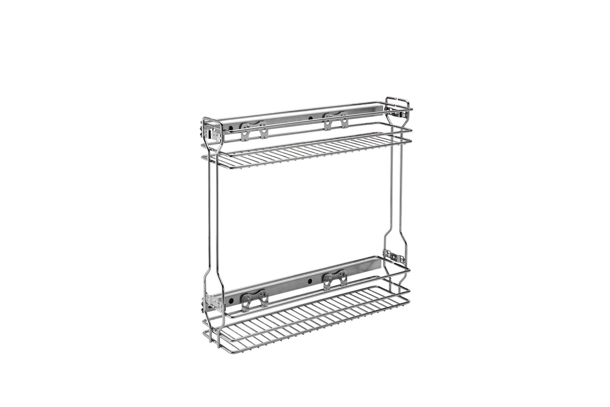 Rev-A-Shelf 5-1/2 in. wide Two-Tier Pullout Base Organizer For 9 in. Base Cabinet, Silver