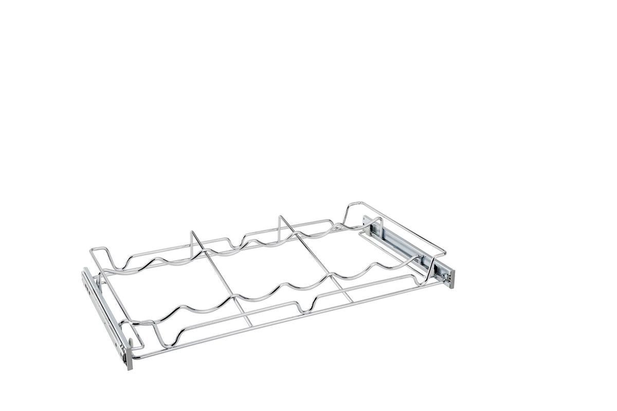 Rev-A-Shelf Chrome Wire Pullout Wine Bottle Rack 24 in. width, Silver