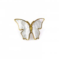 Schaub Nature Butterfly Pull Mother of Pearl Inlay, Paris Brass 1-1/2 in. Center-to-Center, White