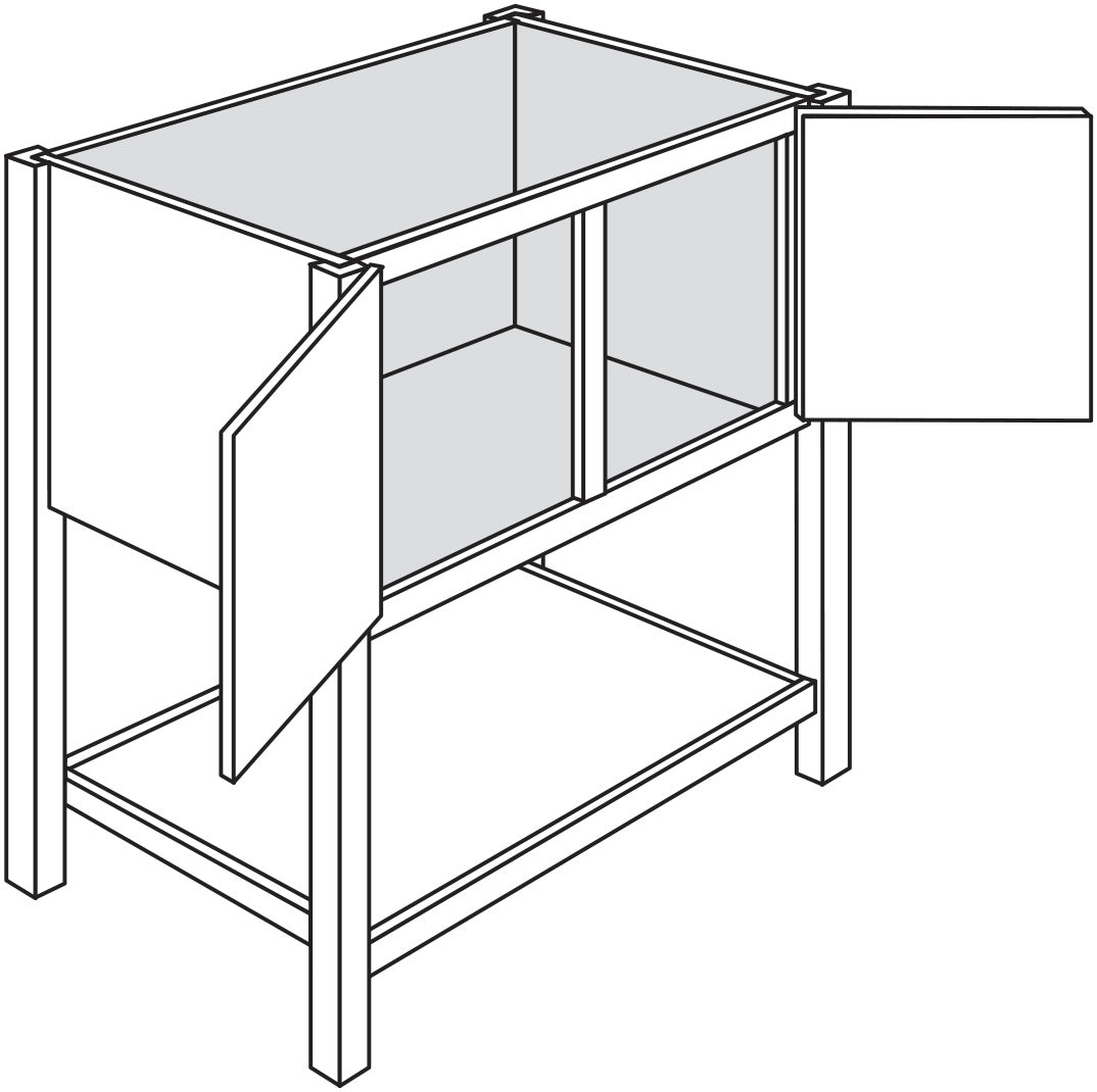 Open Shelve Vanity Sink Base 36 W X 34-1\2 H X 21 D - Trenton Recessed by JSI
