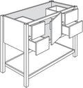 Open Shelve Vanity Sink Base Drawers Left & Right 48 W X 34-1\2 H X 21 D - Trenton Recessed by JSI