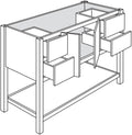 Open Shelve Vanity Sink Base Drawers Left & Right 54 W X 34-1\2 H X 21 D - Trenton Recessed by JSI