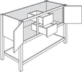 Open Shelve Vanity Sink Base Drawers Left & Right 60 W X 34-1\2 H X 21 D - Trenton Recessed by JSI