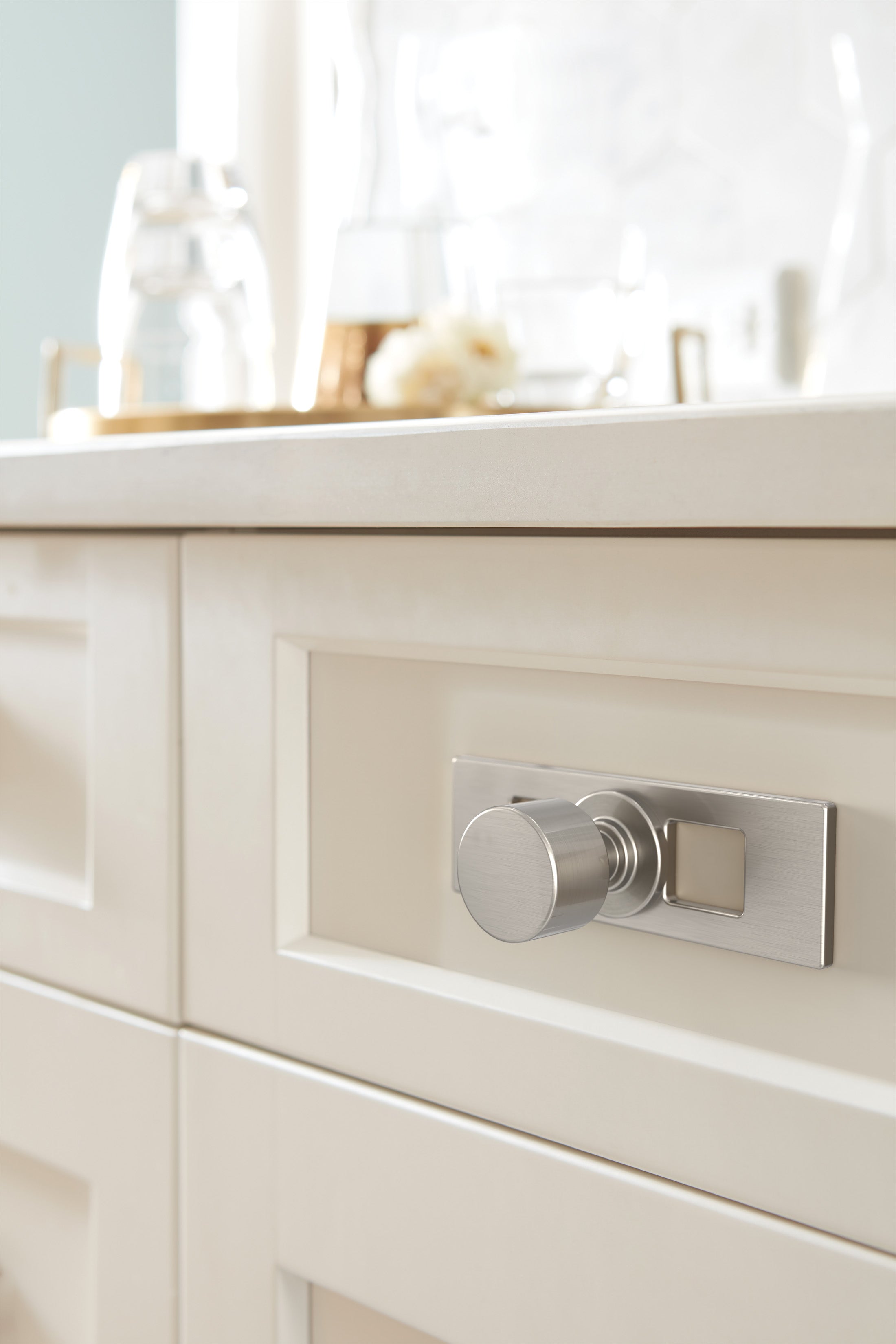 Amerock Medora Backplate For Knob 3-11/16" Length, Satin Nickel