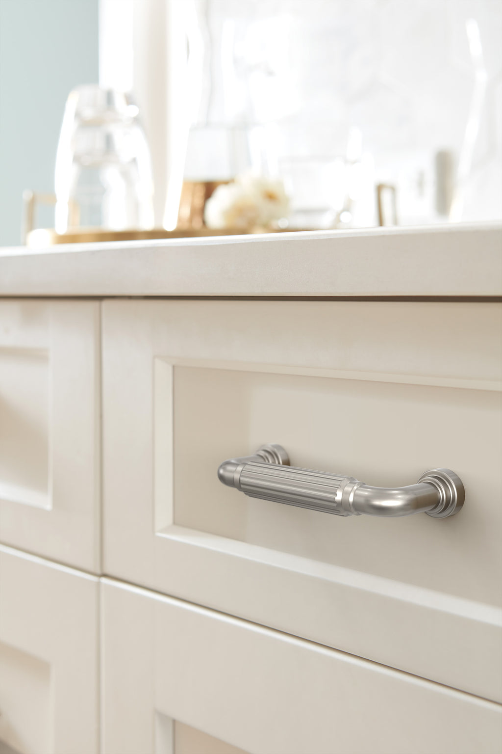 Amerock Cowrie Pull 3" Center To Center, Satin Nickel