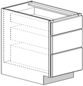 3 Drawer Base 12 W X 32-1\2 H X 24 D (4-1\2 inch toe) - Rustic Denali Stain by Legend