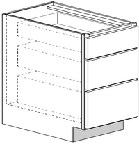 3 Drawer Base 24 W X 32-1\2 H X 24 D (4-1\2 inch toe) - Rushmore Stain by Legend
