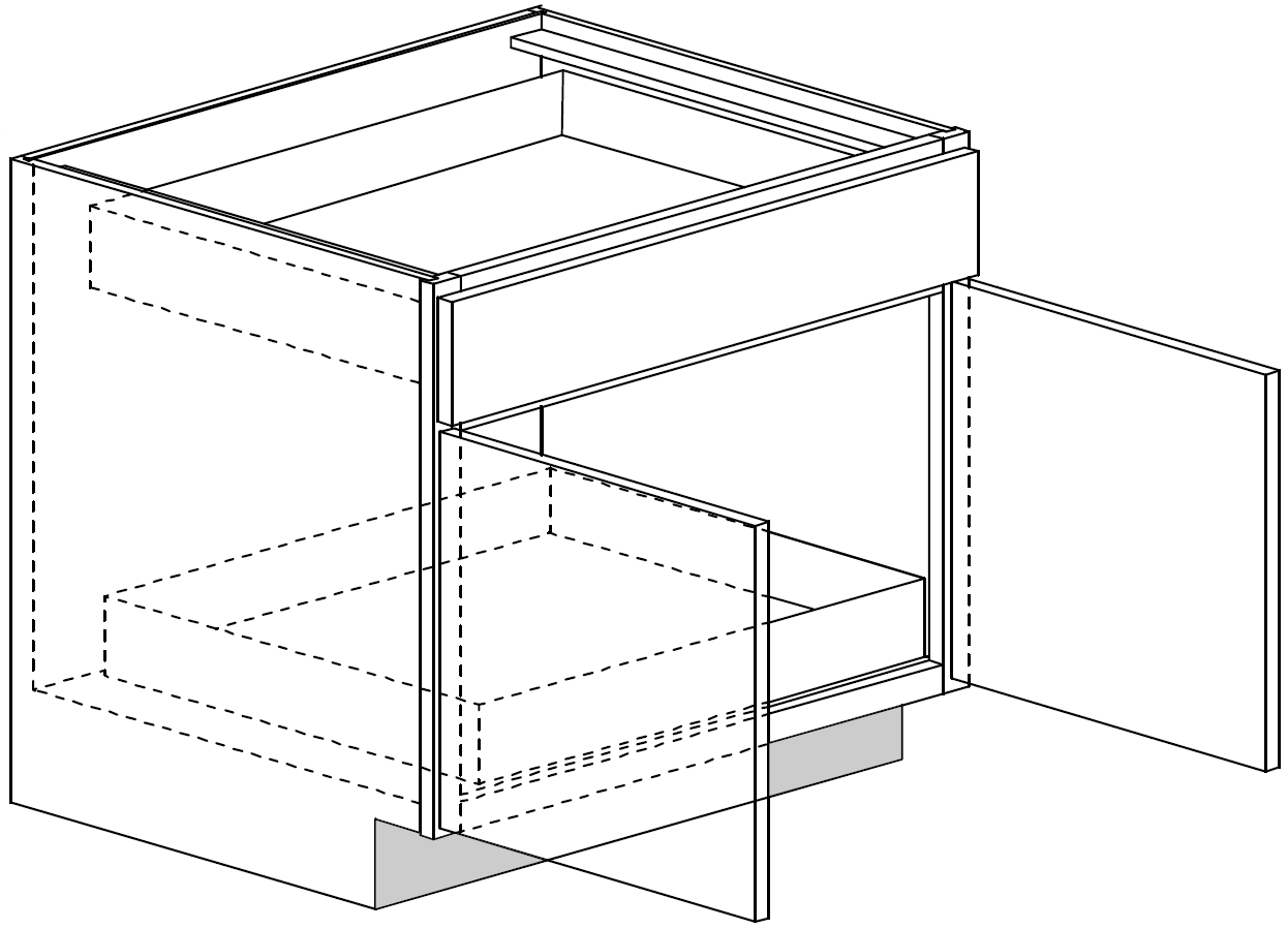 Base Cabinet w\ Roll Out Tray 30 W X 32-1\2 H X 24 D (4-1\2 inch toe) - Rushmore Stain by Legend