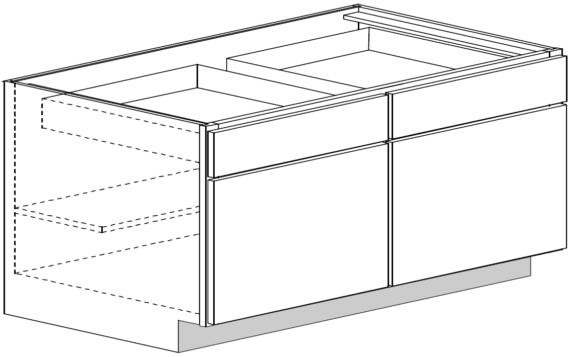 Base Cabinet 42 W X 32-1\2 H X 24 D (4-1\2 inch toe) - Rushmore Stain by Legend