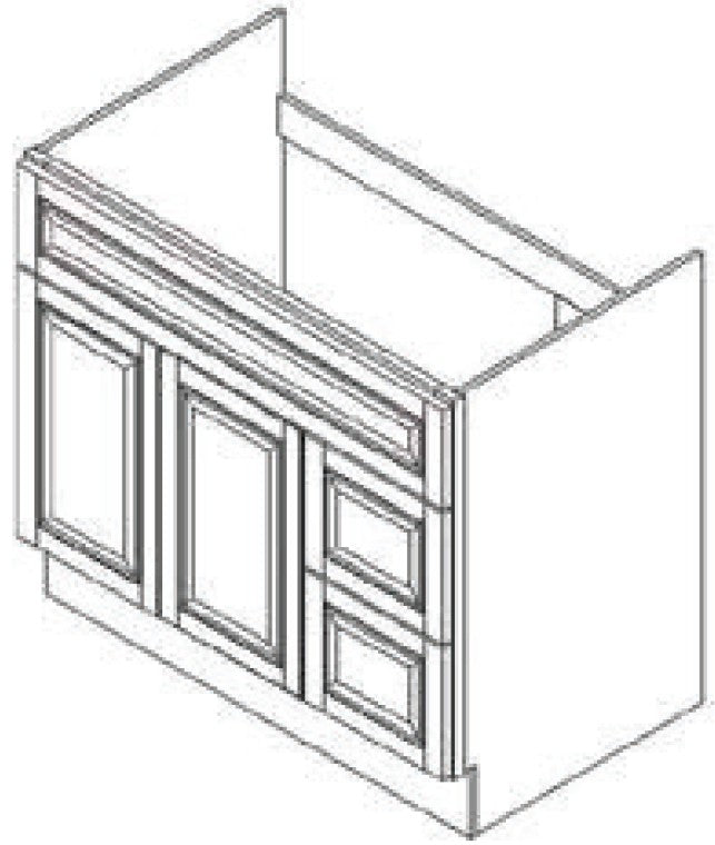Vanity Base w\ Drawers Left 36 W X 32-1\2 H X 21 D - Concord Blue by Horning