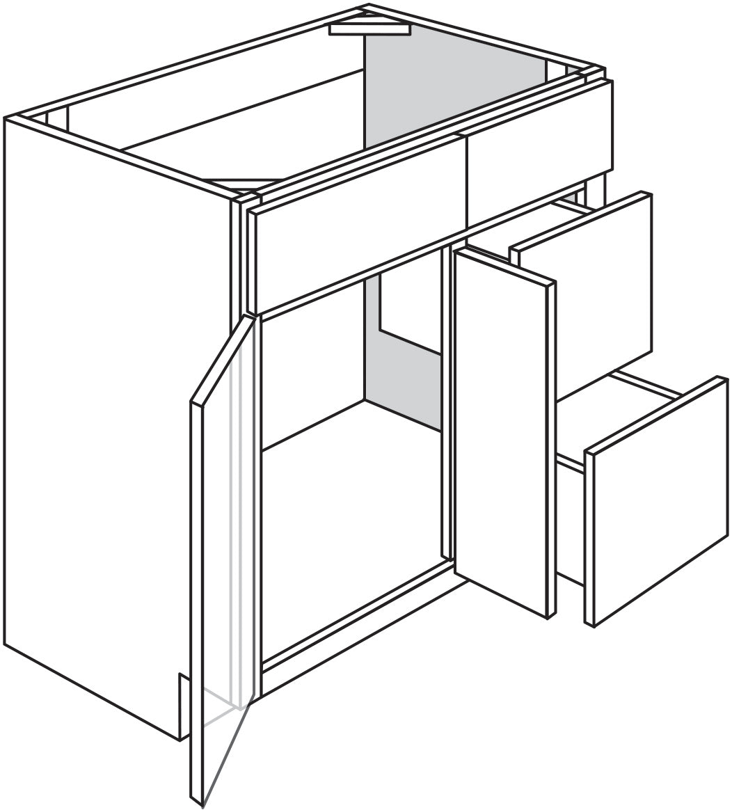 Vanity Sink Base Drawer Left 36 W X 34-1\2 H X 21 D - Upton Slab by JSI
