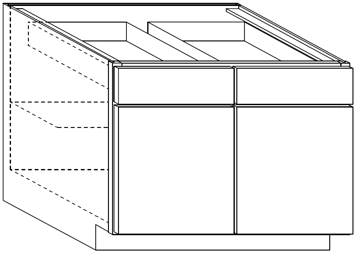 Vanity Base Cabinet 42 W X 32-1\2 H X 21 D (Working top drawer) - Rushmore Paint by Legend