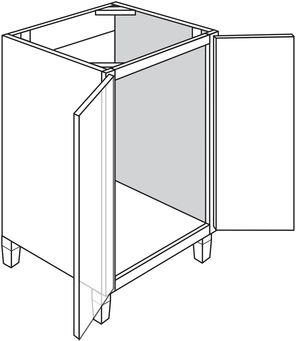Tapered Leg Vanity Sink Base 24 W X 34-1\2 H X 21 D - Trenton Recessed by JSI