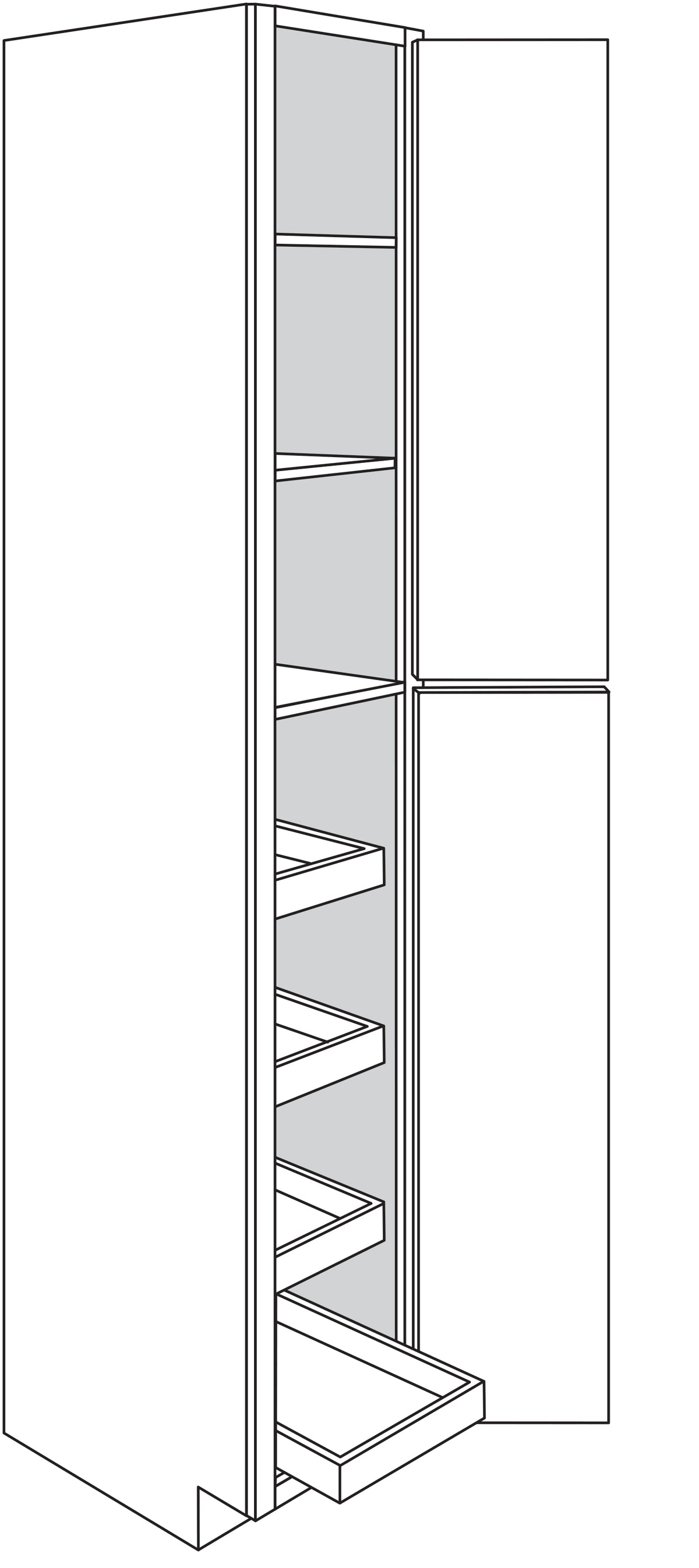 Pantry Cabinet w/ soft-close rollout tray 18 W X 96 H X 24 D - Dover by JSI