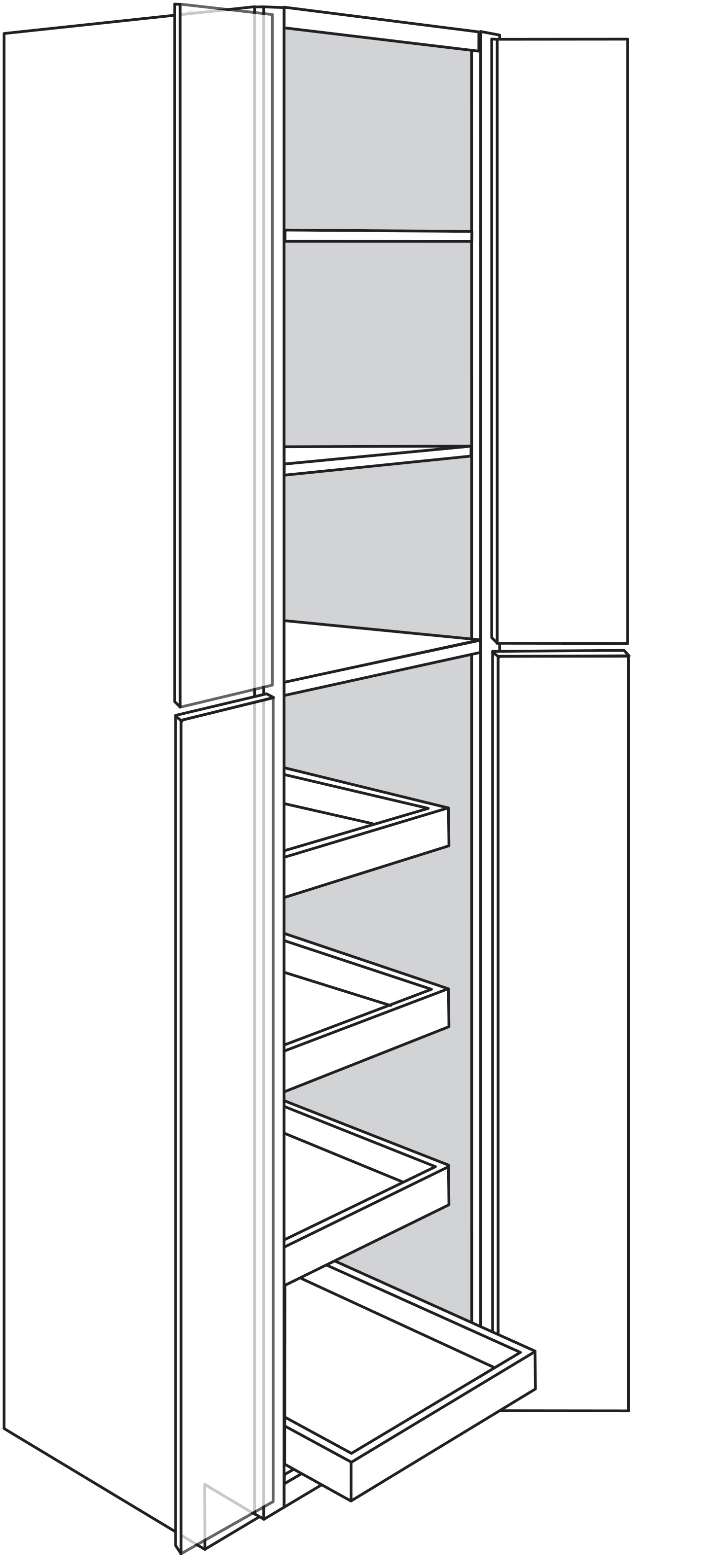 Pantry Cabinet w\ soft-close rollout tray 30 W X 96 H X 24 D - Amesbury Recessed by JSI