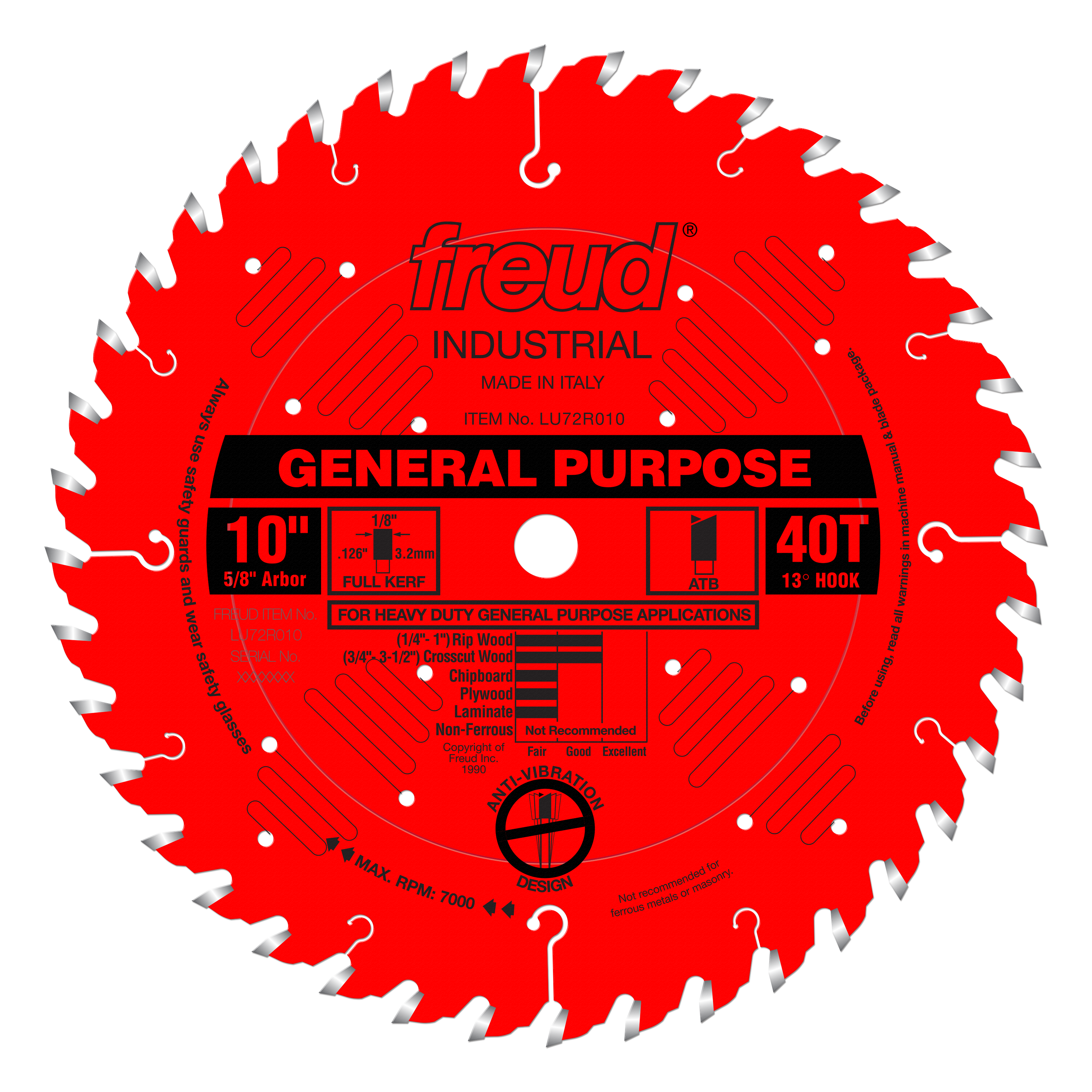 Freud Industrial Carbide Saw Blades 10" Diameter Red