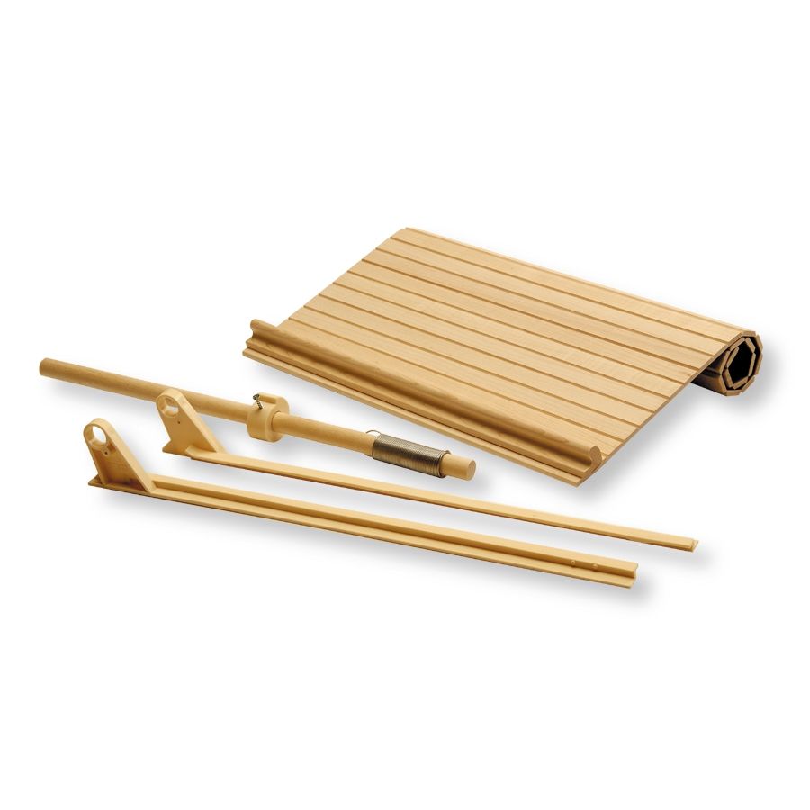 Omega National Red Oak Tambour Solid Wood Door, 15"W X 18-1/2"H, White Track Kit